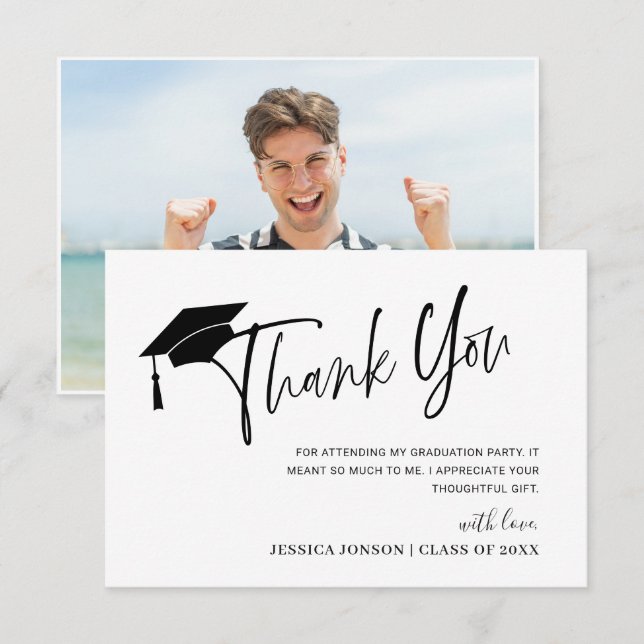 Modern Simple Minimalist Graduation Photo Invitation (Front/Back)