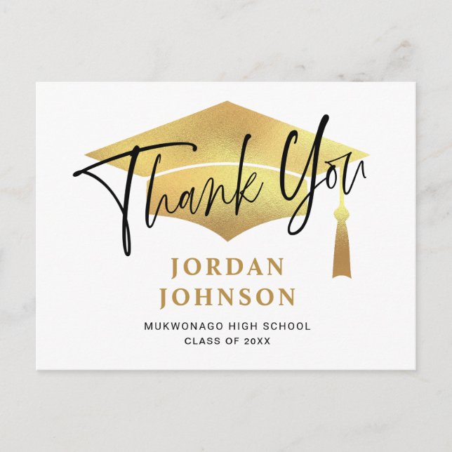 Modern Simple Minimalist Graduation Thank You Announcement Postcard (Front)