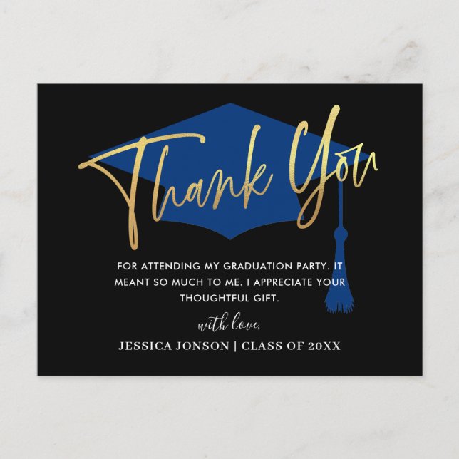 Modern Simple Minimalist Graduation Thank You Announcement Postcard (Front)