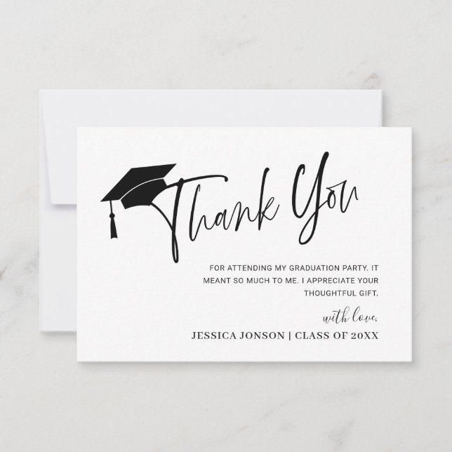 Modern Simple Minimalist Graduation Thank You Card (Front)