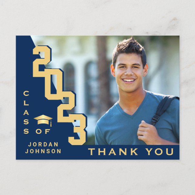 Modern Simple Minimalist Graduation Thank You Postcard (Front)