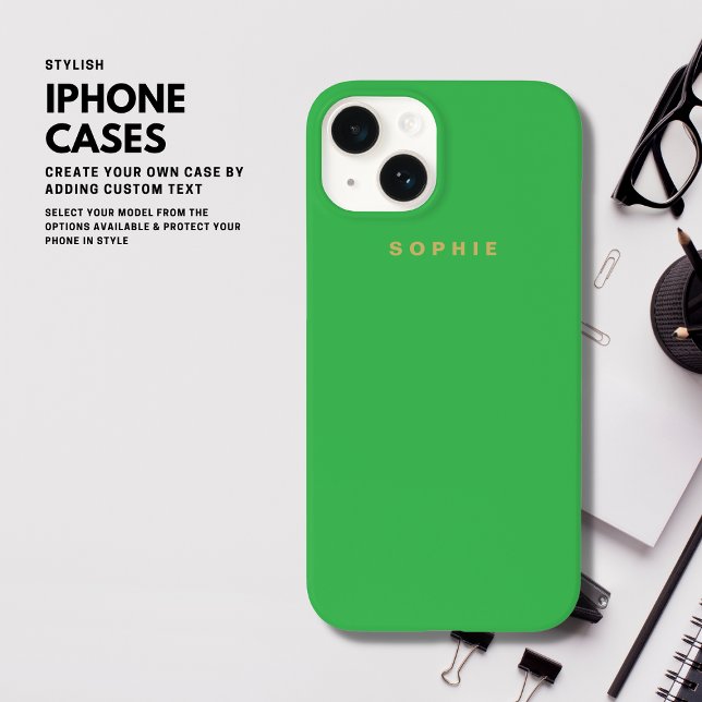 Modern Simple Minimalist Green and Gold Monogram Case-Mate iPhone Case (Creator Uploaded)