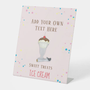 Modern Simple Minimalist Ice Cream Restaurant Pink Pedestal Sign