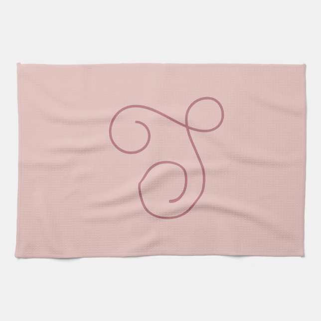 Modern Simple Minimalist Initial Monogrammed Kitchen Towel (Horizontal)