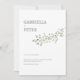 Modern Simple Minimalist Leaf Branch Wedding  Invi Invitation