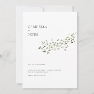 Modern Simple Minimalist Leaf Branch Wedding  Invitation
