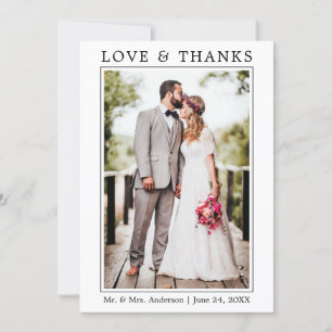 Modern Simple Minimalist Love Thanks Wedding Thank You Card