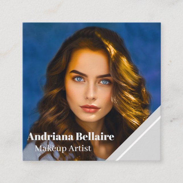 Modern Simple Minimalist Makeup Artists Square Business Card (Front)