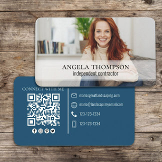 Modern Simple Minimalist Photo Connect QR Code Business Card