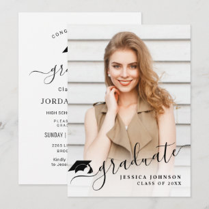 Modern Simple Minimalist PHOTO Graduation Party Invitation