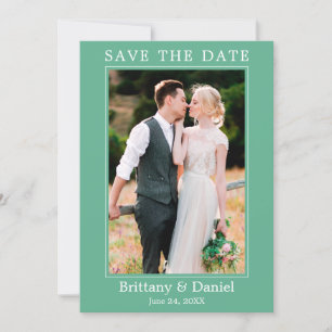 Modern Simple Minimalist Photo Neo Mint Save The Date