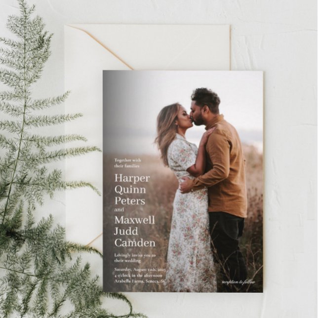 Modern Simple Minimalist Photo Wedding Invitation (Creator Uploaded)