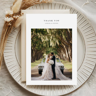 Modern Simple Minimalist Photo Wedding Thank You Card