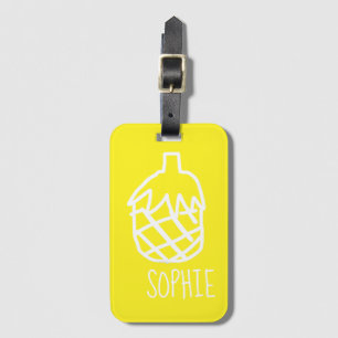 Modern simple minimalist pineapple yellow luggage tag