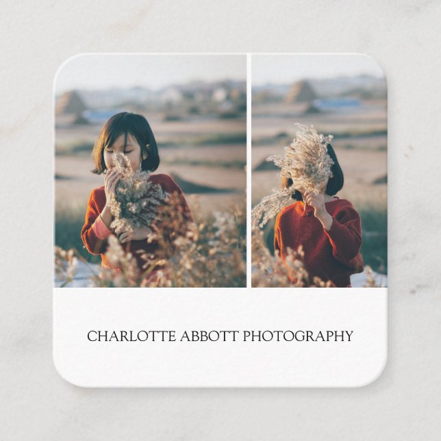 Modern Simple Minimalist Professional Photo Square Business Card (Front)
