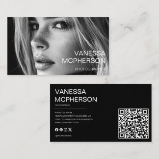 Modern Simple Minimalist Professonal Photo QR Code Business Card