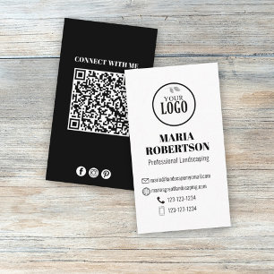 Modern Simple Minimalist QR Code Social Media Business Card