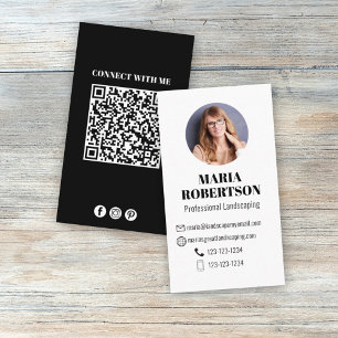 Modern Simple Minimalist QR Code Social Media Business Card