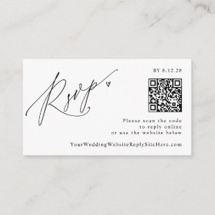 Modern Simple Minimalist QR Code Wedding RSVP Enclosure Card