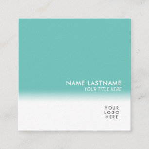 Modern Simple Minimalist Unique Clean Mint White Square Business Card