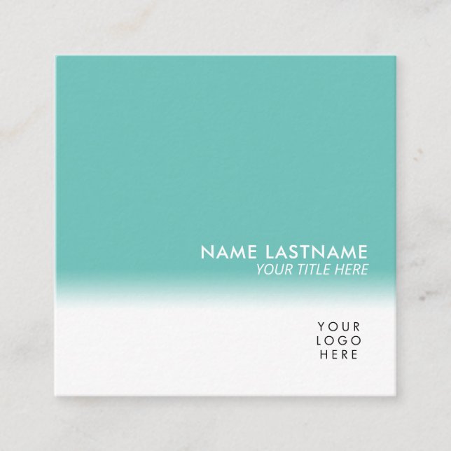 Modern Simple Minimalist Unique Clean Mint White Square Business Card (Front)