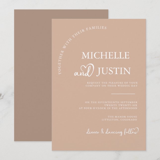 Modern Simple Minimalist Wedding Invitation (Front/Back)