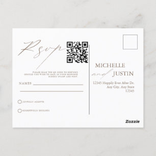  Modern Simple Minimalist Wedding QR Code RSVP Pos Postcard
