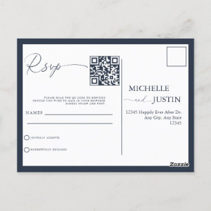  Modern Simple Minimalist Wedding QR Code RSVP Pos Postcard