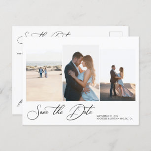 Modern Simple Minimalist Wedding Save The Date Postcard