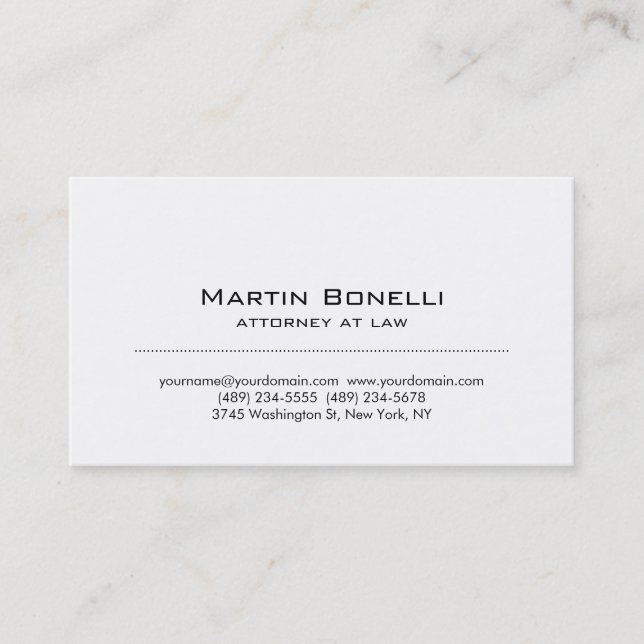 Modern Simple Minimalist White Business Card (Front)
