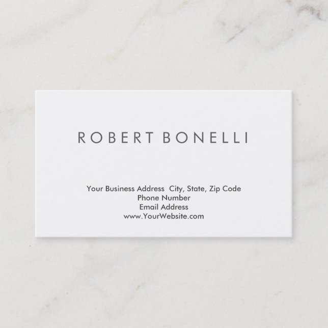 Modern Simple Minimalist White Plain Business Card (Front)
