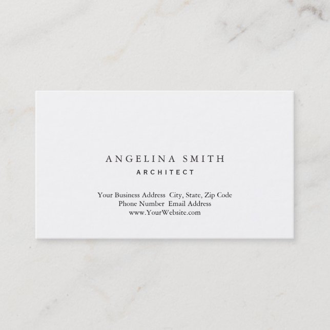 Modern Simple Minimalist White Professional Business Card (Front)