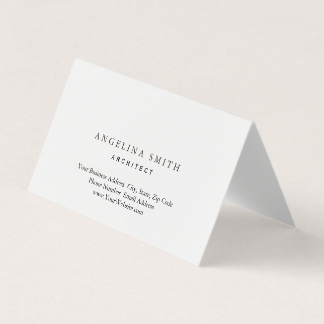 Modern Simple Minimalist White Professional Business Card (Front)