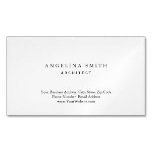 Modern Simple Minimalist White Professional Magnetic Business Card