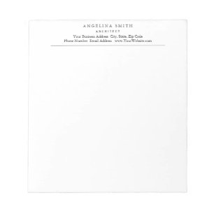 Modern Simple Minimalist White Professional Notepad