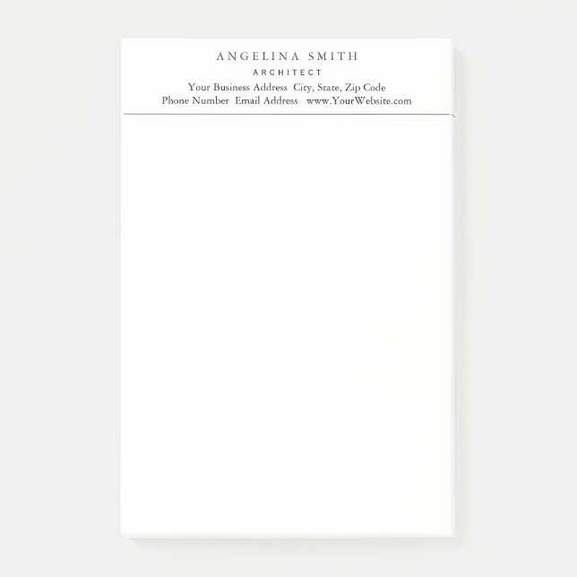 Modern Simple Minimalist White Professional Post-it Notes (Front)