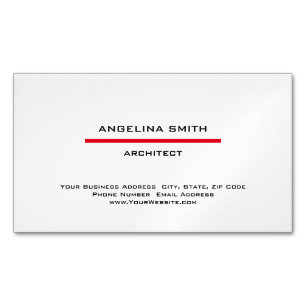 Modern Simple Minimalist White Red Professional Magnetic Business Card