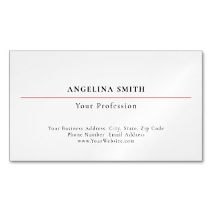 Modern Simple Minimalist White Red Professional Magnetic Business Card