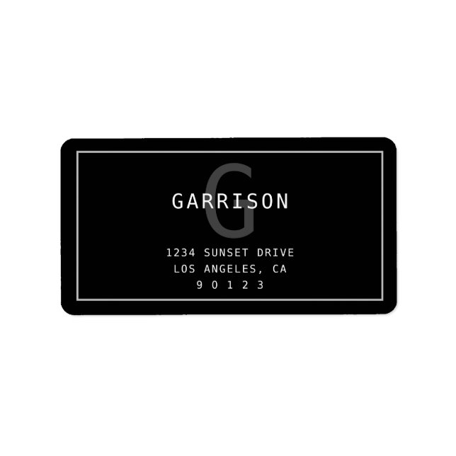 Modern Simple Monogram & Address | Light Grey Label (Front)