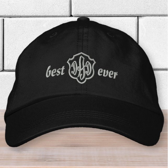 Modern Simple Monogram Best Dad Ever Embroidered Hat (Creator Uploaded)