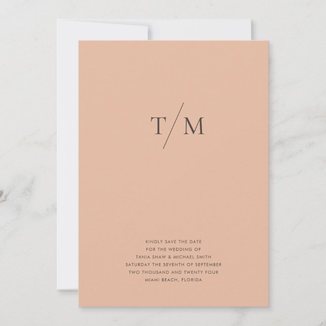 Modern Simple Monogram Blush Mix & Match Wedding Save The Date (Front)