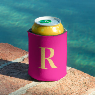 Modern Simple Monogram Can Cooler