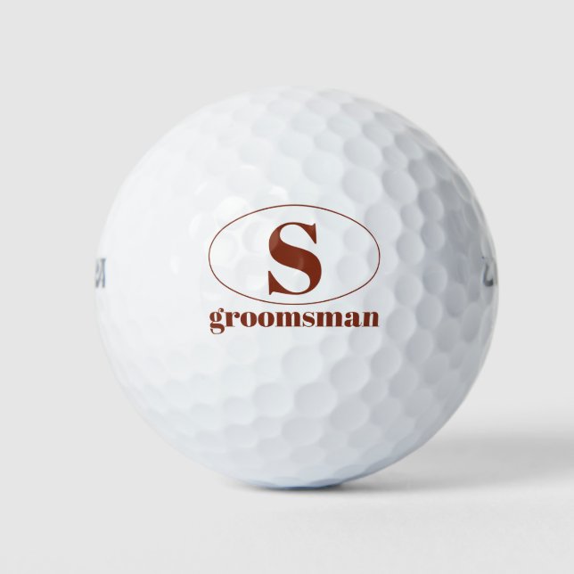 Modern Simple Monogram Groomsmen Gift Wedding Golf Balls (Front)