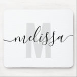 Modern Simple Monogram Handwriting Name Mouse Pad<br><div class="desc">Modern monogram with handwriting name.</div>