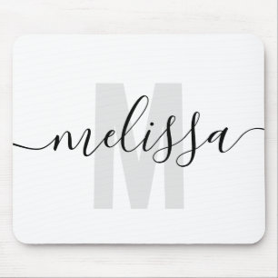 Modern Simple Monogram Handwriting Name Mouse Pad