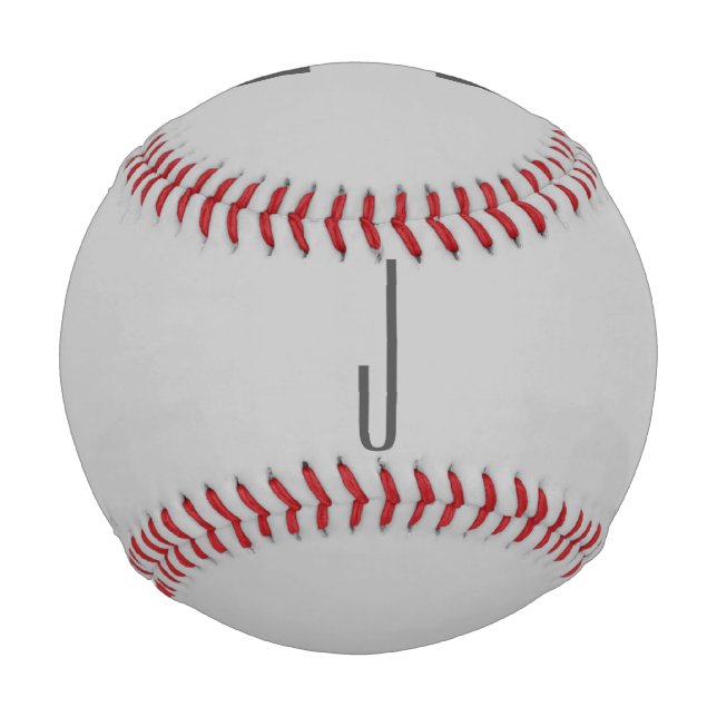 Modern Simple Monogram Initials Black Grey Baseball (Front)