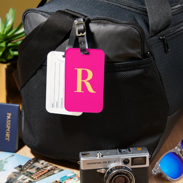Modern Simple Monogram  Luggage Tag (Front & Back)