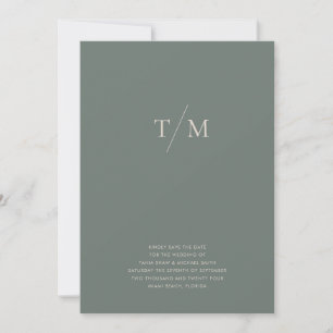 Modern Simple Monogram Moss Green Mix & Match  Save The Date