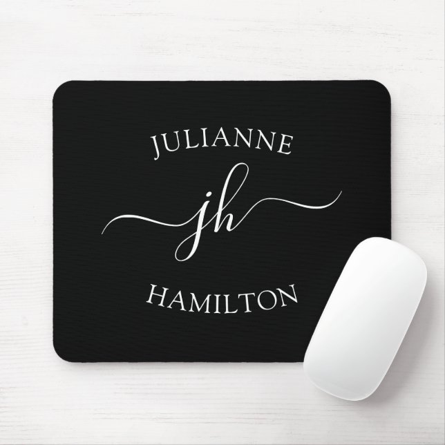 Modern Simple Monogram Mouse Pad (With Mouse)