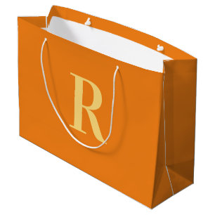 Modern Simple Monogram Orange Large Gift Bag
